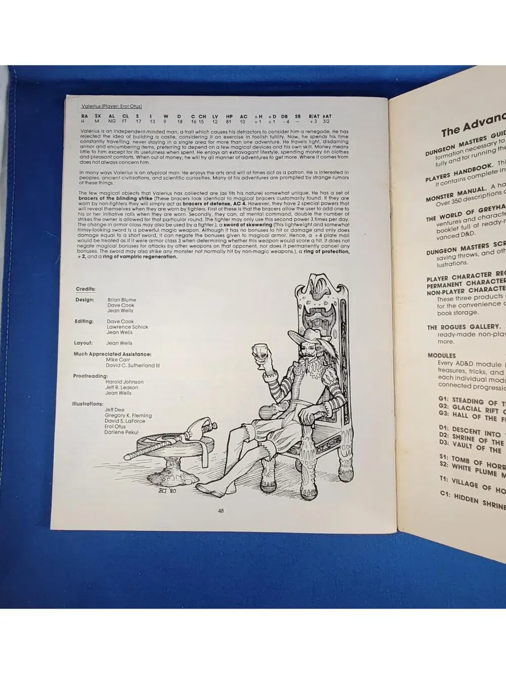 AD&D The Rogues Gallery TSR 9031 Character Reference Book D&D 1st Edition 1980